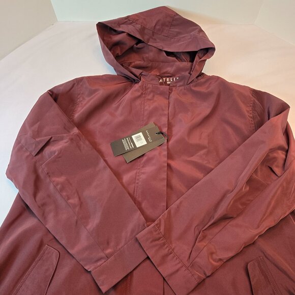 BAGATELLE Women's Water Repellent Spring Packable Rain Coat Sz: M - Merlot - Picture 7 of 11